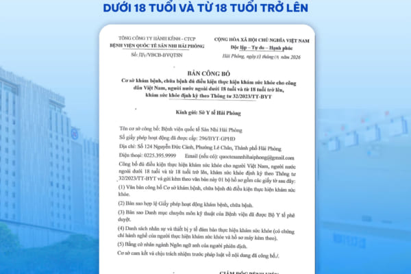 Bệnh viện Quốc tế Sản Nhi Hải Phòng chính thức triển khai khám sức khỏe theo Thông tư 32/2023/TT-BYT